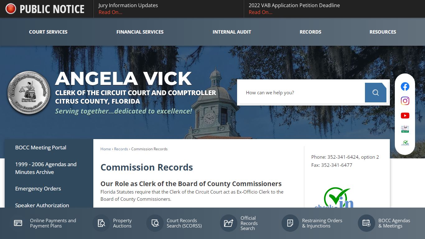 Commission Records | Citrus County Clerk of Courts, FL